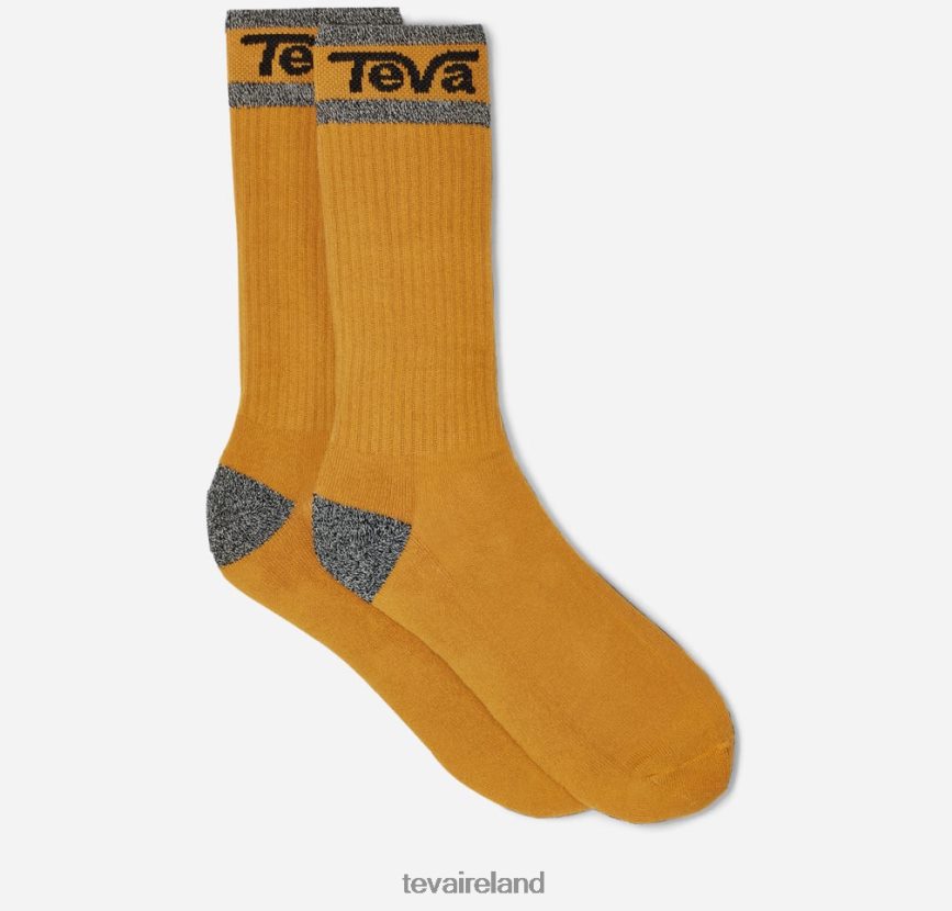 Teva 4886PX205 Men's Solid Crew Socks Sunflower